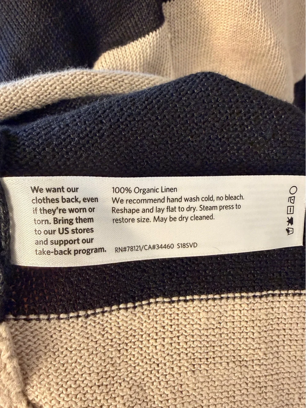 Eileen Fisher Organic Linen Striped Pullover‎ Sweater XL Crewneck 3/4 Sleeve - Picture 5 of 6